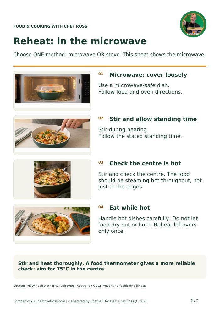 Reheat leftovers safely - page 2 Preview of Reheat leftovers safely, page 2 of 2. Select to read on screen.