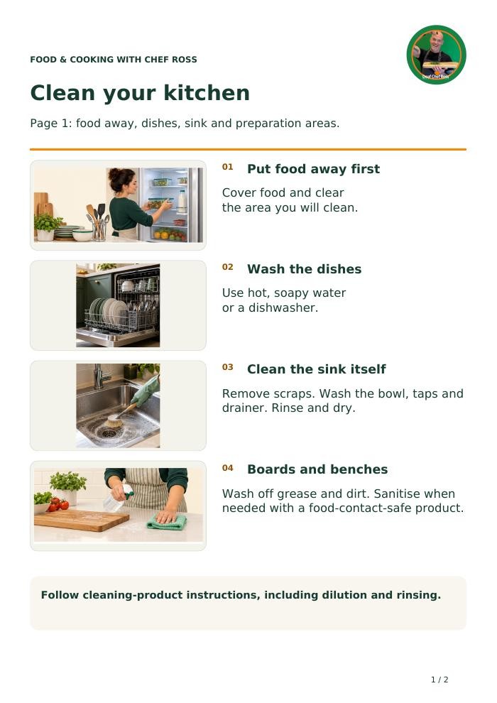 Clean your kitchen - page 1 Preview of Clean your kitchen, page 1 of 2. Select to read on screen.