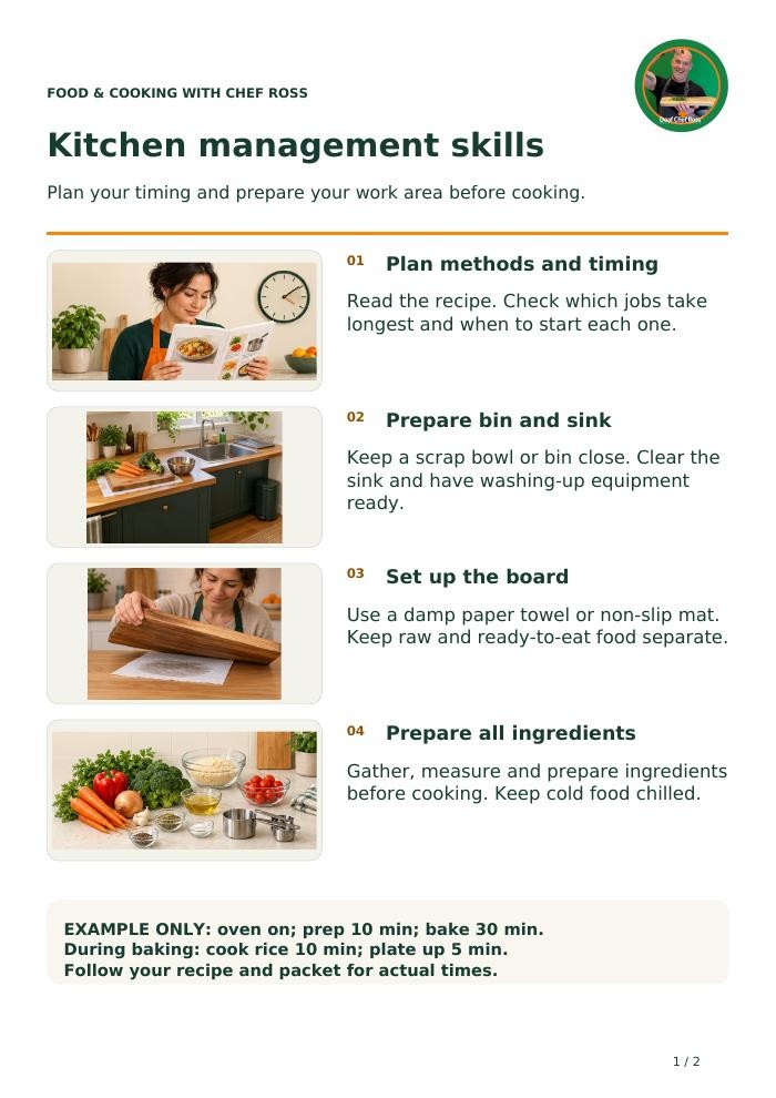 Kitchen management skills - page 1 Preview of Kitchen management skills, page 1 of 2. Select to read on screen.