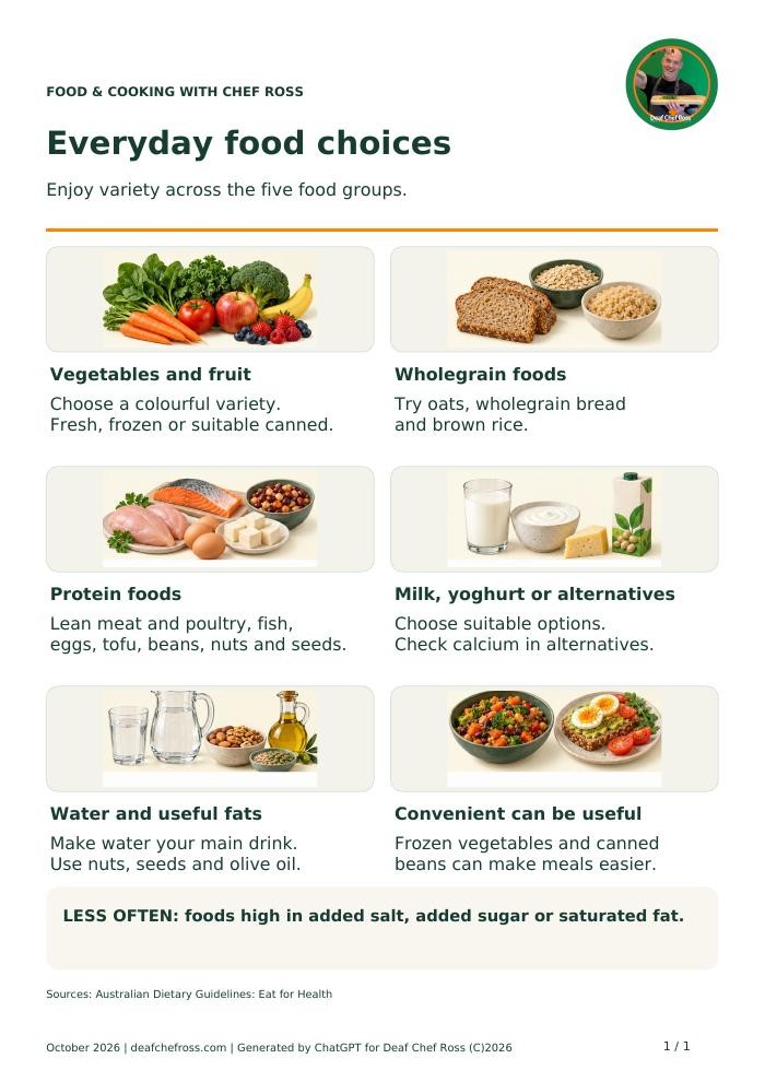 Everyday food choices - page 1 Preview of Everyday food choices, page 1 of 1. Select to read on screen.
